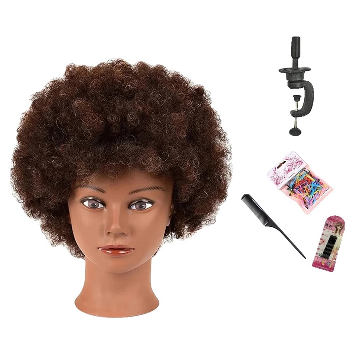 Cap de antrenament Afro, par 100% uman, textura realista
