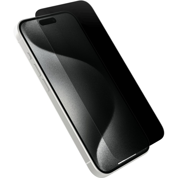Folie Sticla Securizata, OEM, Pentru Apple iPhone 16 Pro, Privacy Classic, 2.5D, Confidentialitate 30°, Negru Transparent
