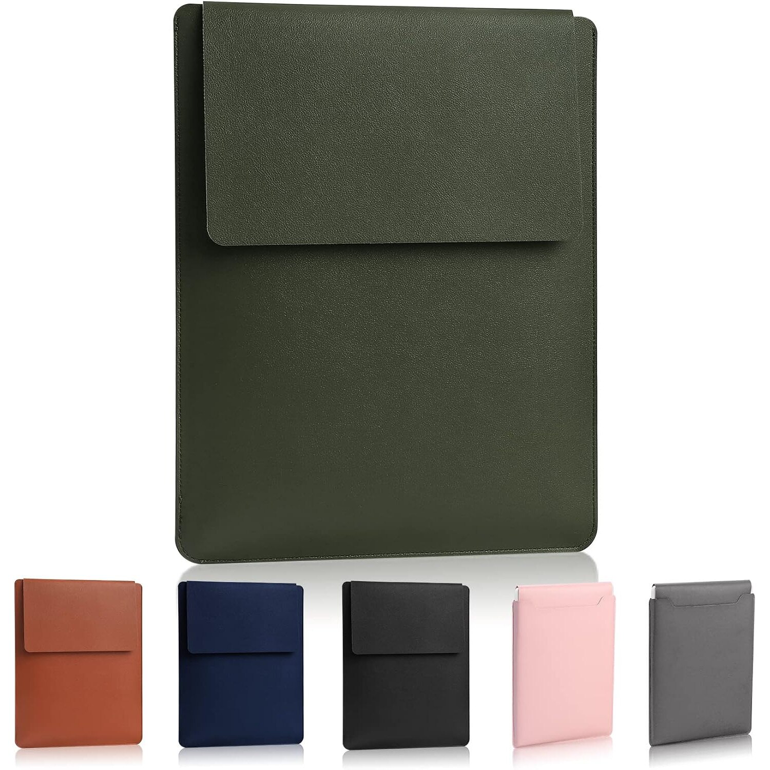 Husa Laptop 13.3-14 Inch Piele PU, Subtire, Verde Inchis