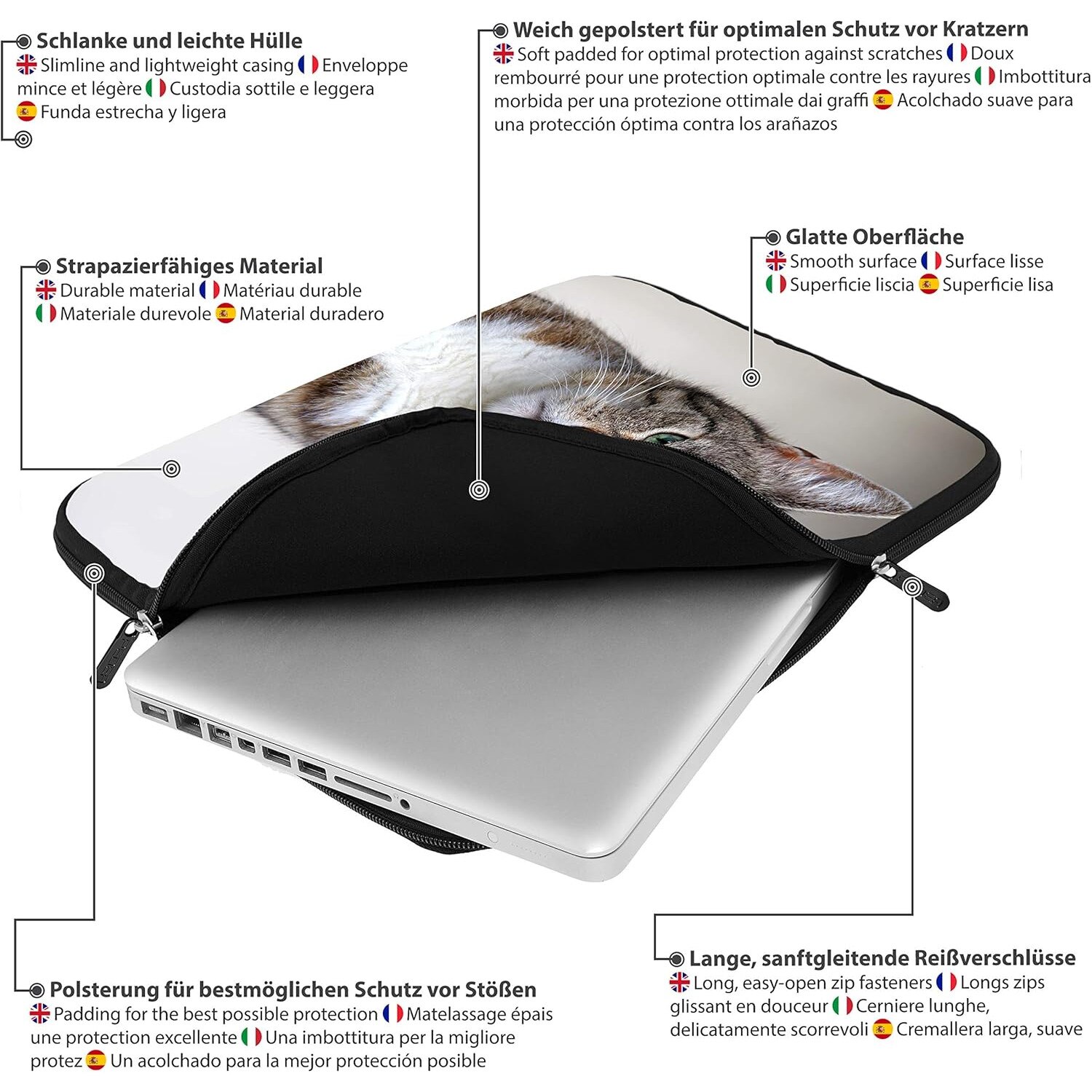 Husa Notebook Pedea Cat 15.6 inch, Protectie Premium Neopren
