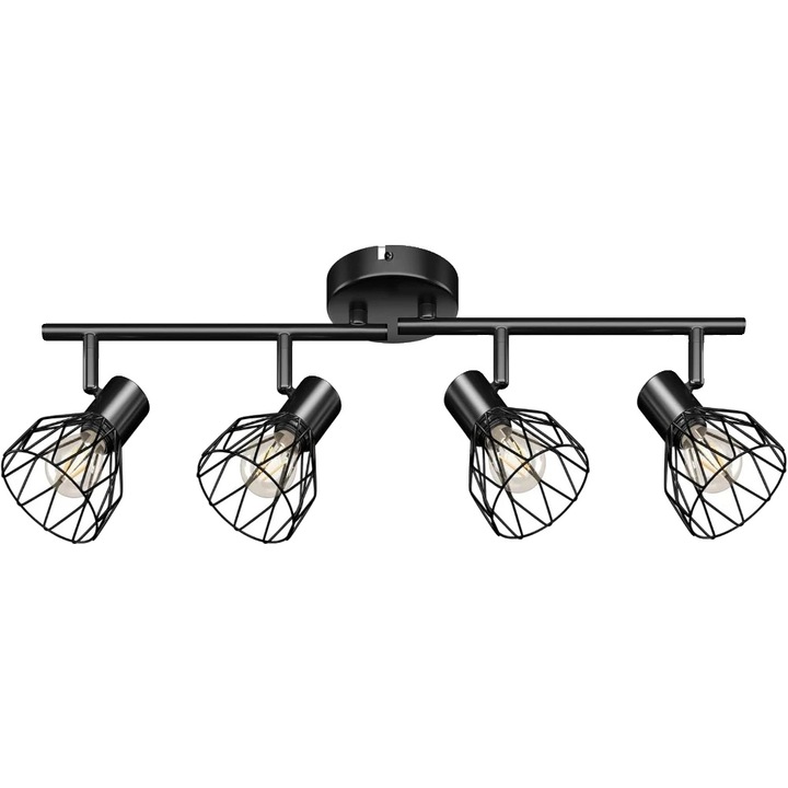 Spoturi de tavan, stil industrial, iluminare ajustabila, negru, fara bec