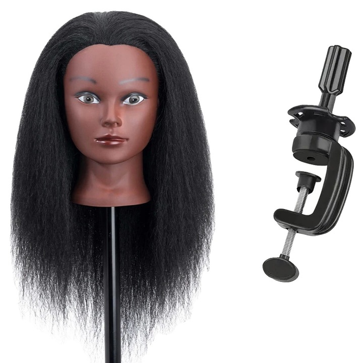 Cap de manechin, 100% par uman real, include suport trepied, set C