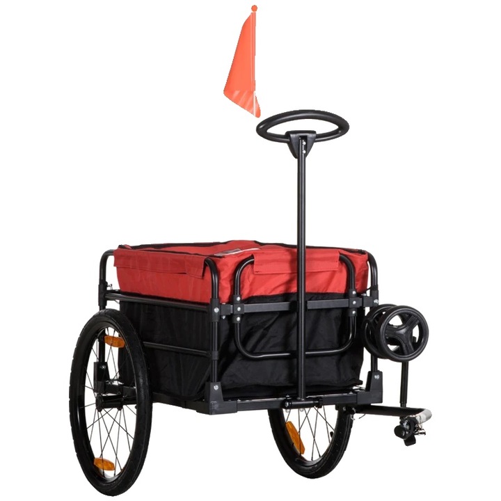 Remorca pentru bicicleta, 130x64x64/103cm, capacitate maxima 40kg, roti mari gonflabile, design versatil
