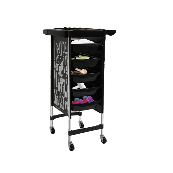 Carucior de salon, 5 sertare, 36x90cm, capacitate 80kg, 4 roti universale