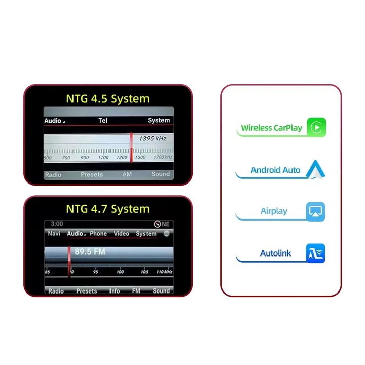 Modul CarPlay si Android Auto, conectivitate wireless, instalare usoara, pentru Benz NTG 4.5/4.7