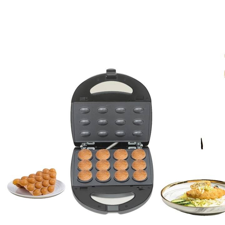 Aparat de preparat desert, 6 forme, design multifunctional, negru, 750W