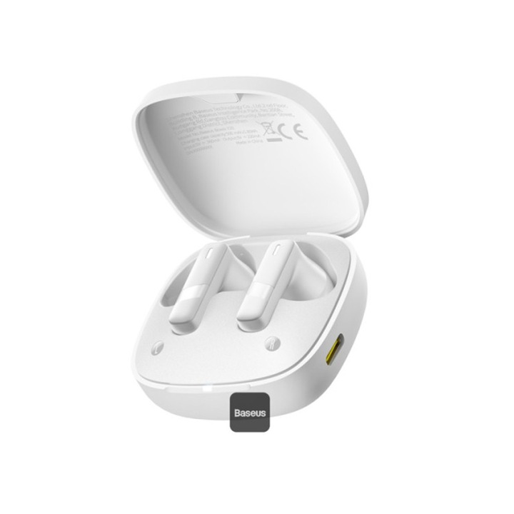 Casti wireless Baseus Bowie E20, Bluetooth 5.3, 2 microfoane ENC, Alb