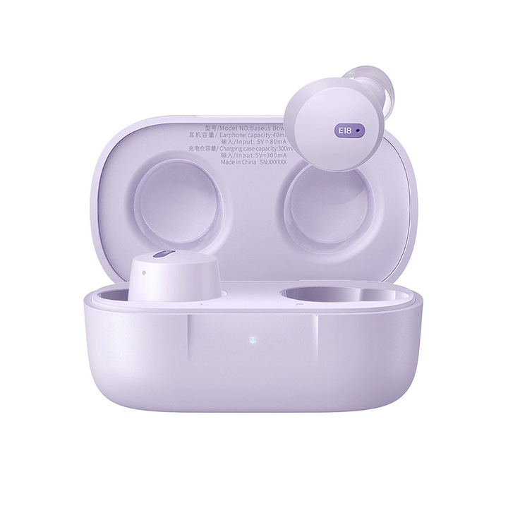 Vezeték nélküli Bluetooth 5.3 TWS In-Ear fülhallgató A00023800533-00 Modell Zajszűrő Vízálló Világos Lila Baseus
