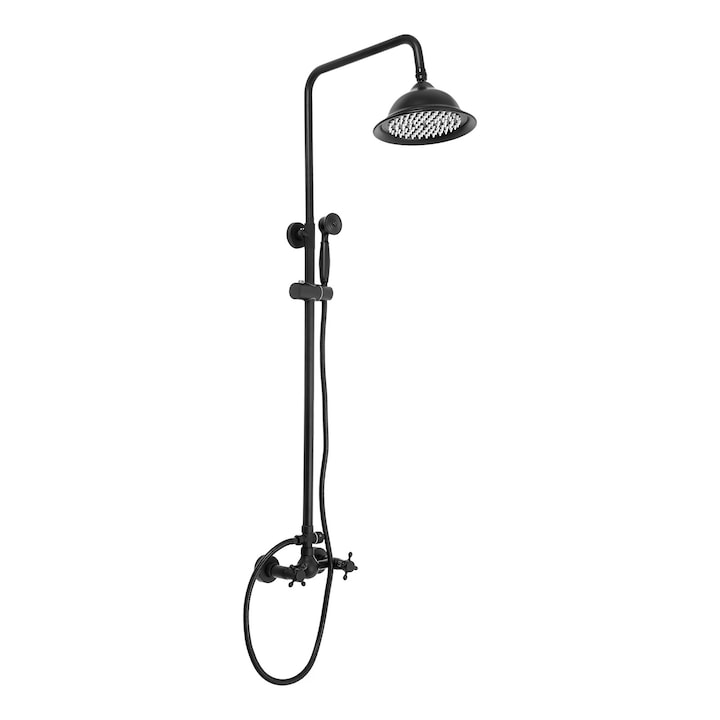 Panou de dus, Set coloana de dus, Dus tip ploaie superior reglabil, Dus de mana, Alama, Lacuit, Negru