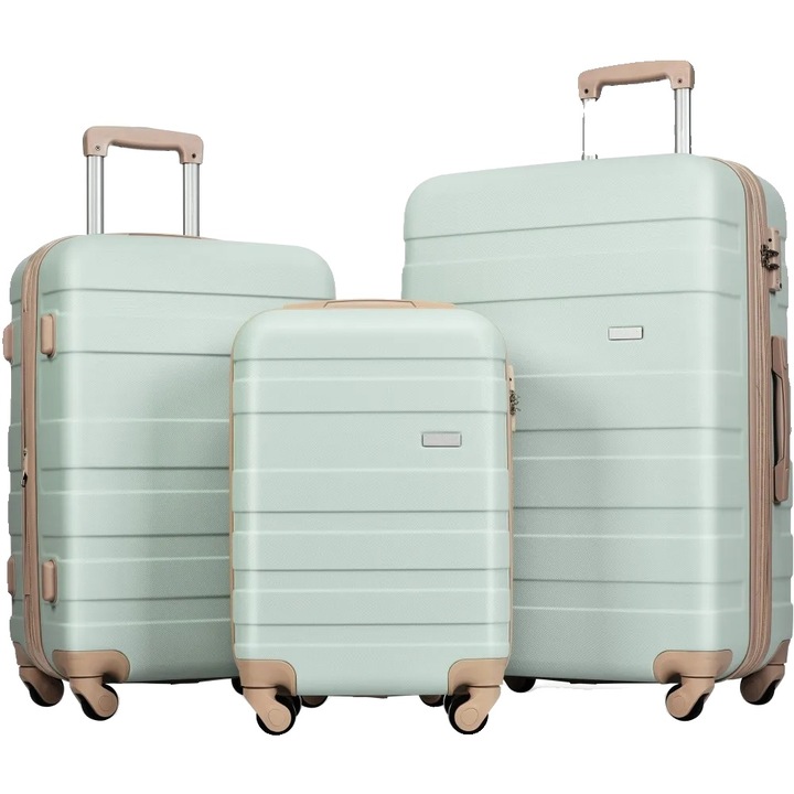 Set trolere, 20" 24" 28", roti spinner, inchidere cu lacat, verde