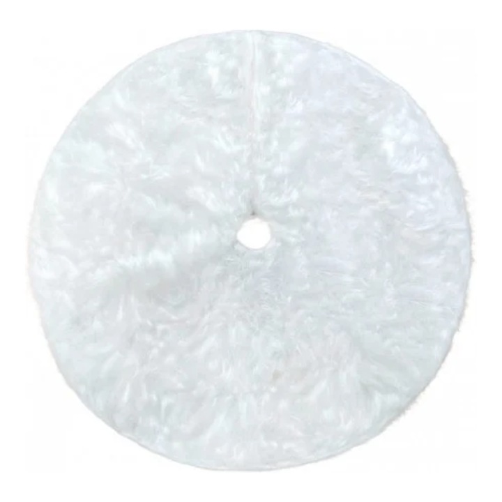 Covoras pentru bradul de Craciun, diametru 110 cm, blana ecologica, alb