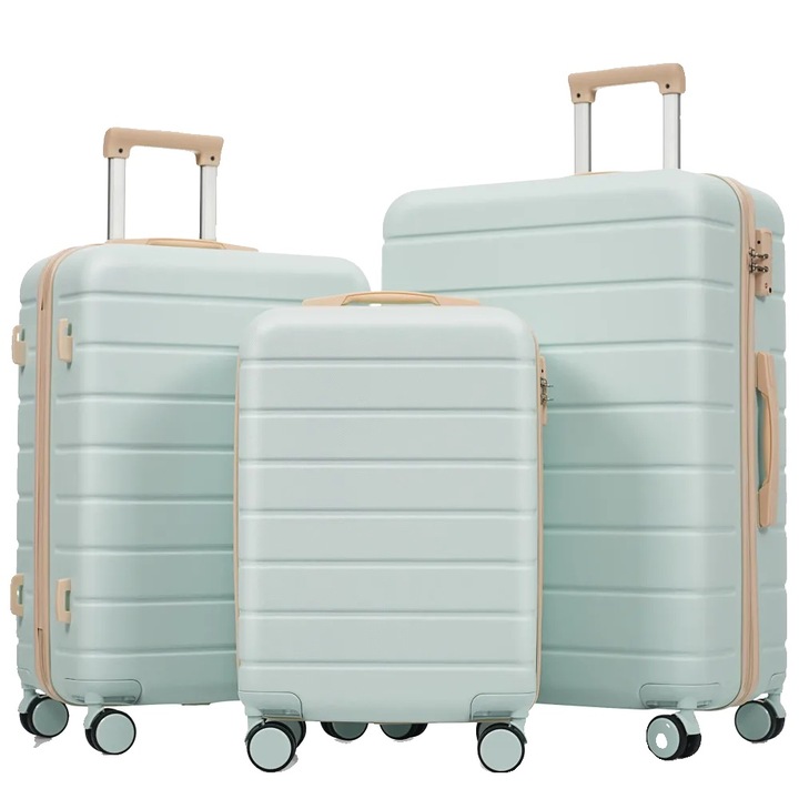 Set trolere, durabile, roti pivotante 360°, verde, dimensiuni variate