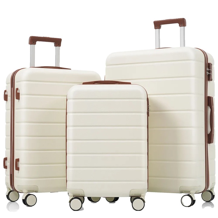 Set trolere, durabile, roti pivotante 360°, alb, dimensiuni variate