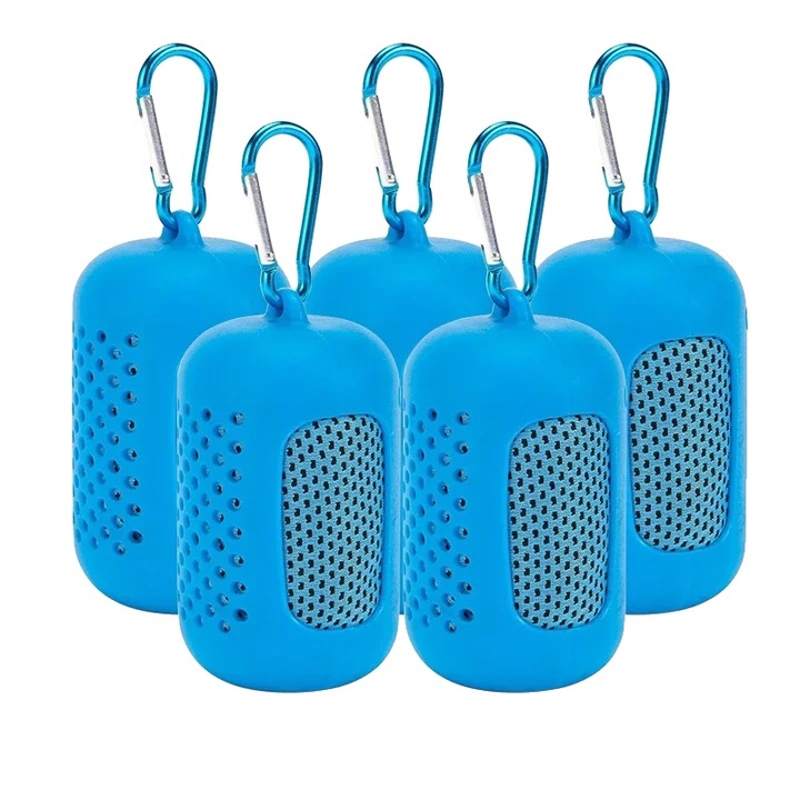 Охлаждащи кърпи, комплект от 5 броя, бързосъхнещи, лек дизайн, сини, 27x75см