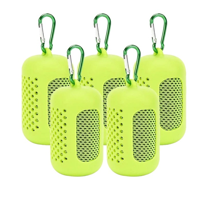 Охлаждащи кърпи, комплект от 5 броя, зелени, 27x75см, материал от студени влакна