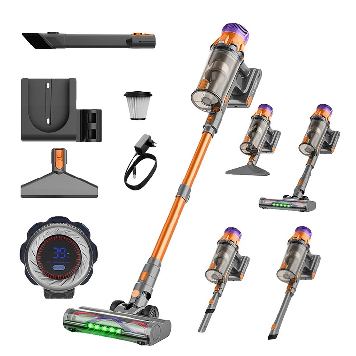 Aspirator fără fir 650W, 60kPa, auriu, 70 minute autonomie, 1-2 L, portabil