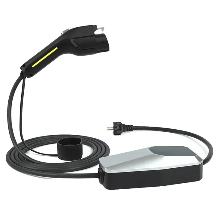 Incarcator EV, 3.5kW, 16A, 1 faza, optiuni curent ajustabile, compatibilitate Tip 1 si Tip 2, 4m