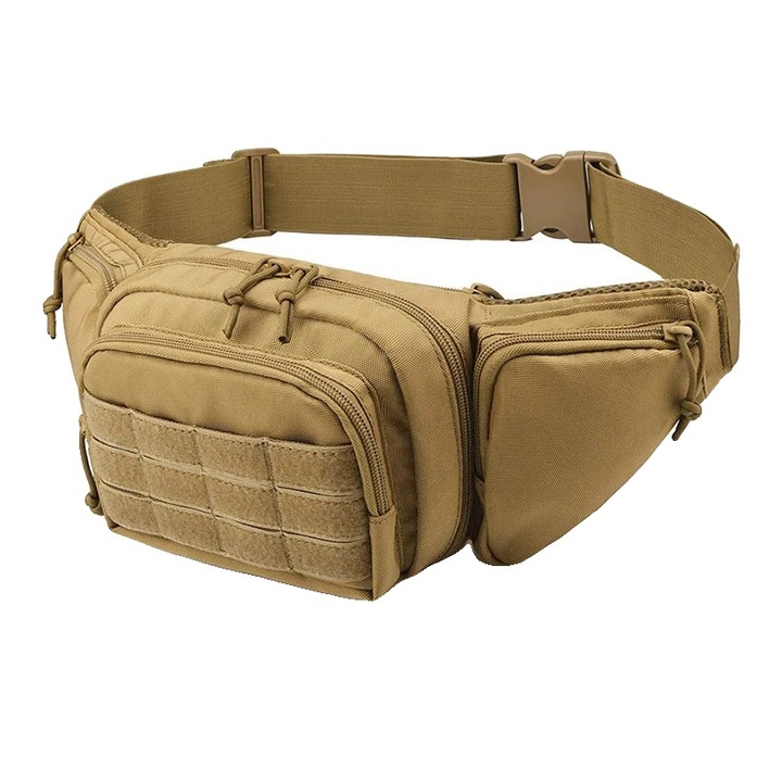 Derékra rögzíthető táska, tágas rekesz, khaki szín, standard méret