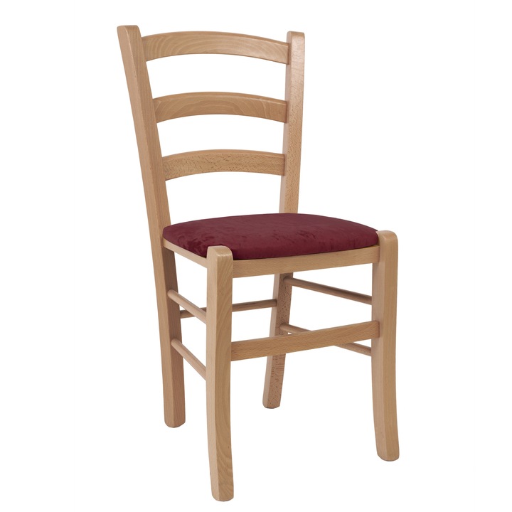 Paesana szék - natúr keret - E42 szövet - bordó