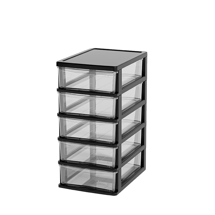 Organizator de depozitare, 5 straturi, material ecologic, design cu sertare, negru, M