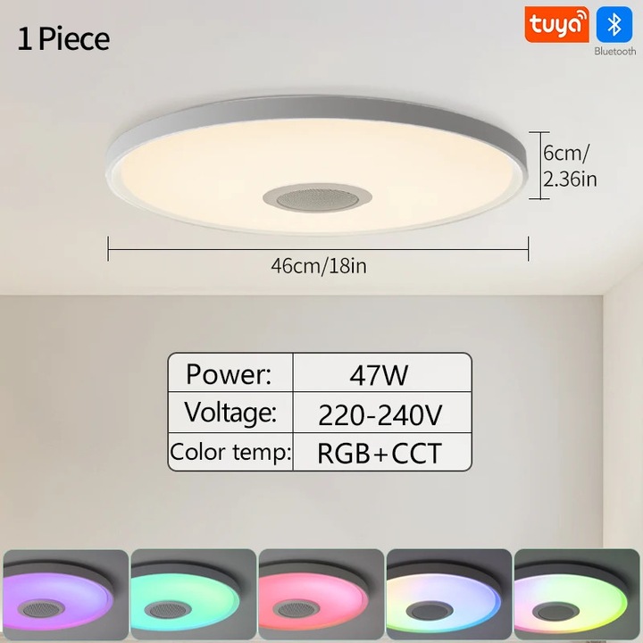 Intelligens LED fali lámpa Bluetooth hangszóróval, alkalmazásvezérléssel, 46CM