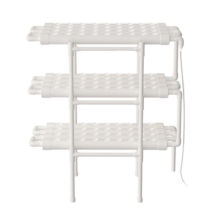Sistem de Cultivare Vertical, 3 Straturi, Capacitate 108 Plante, 100x50x102cm, PVC-U