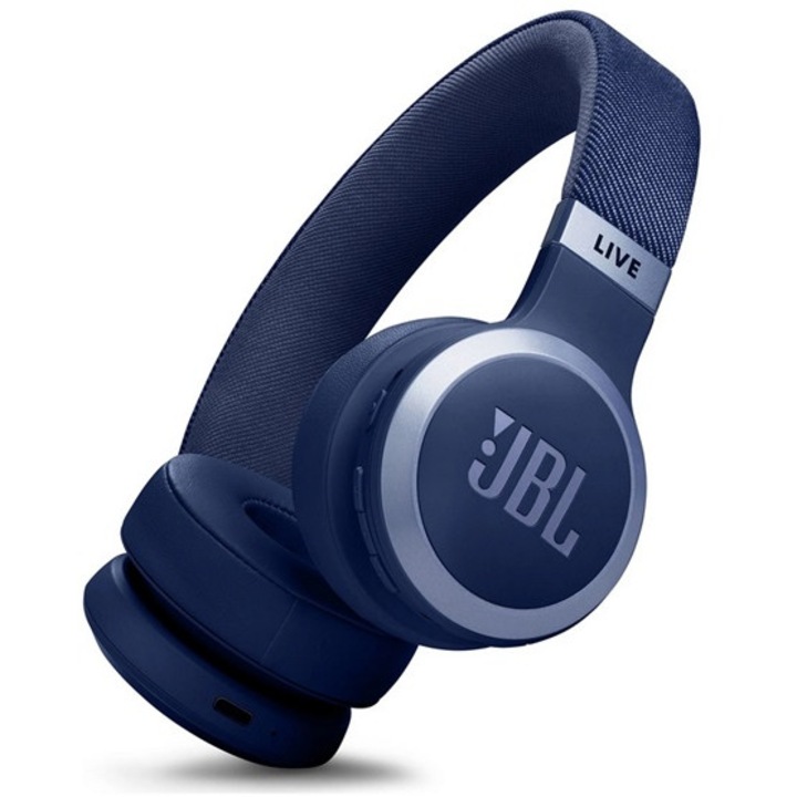Jbl tune 680nc bluetooth fejhallgató sztereo, v6, mikrofon, aktív zajszűrő, multipoint, összehajtható + kábel, sötétkék