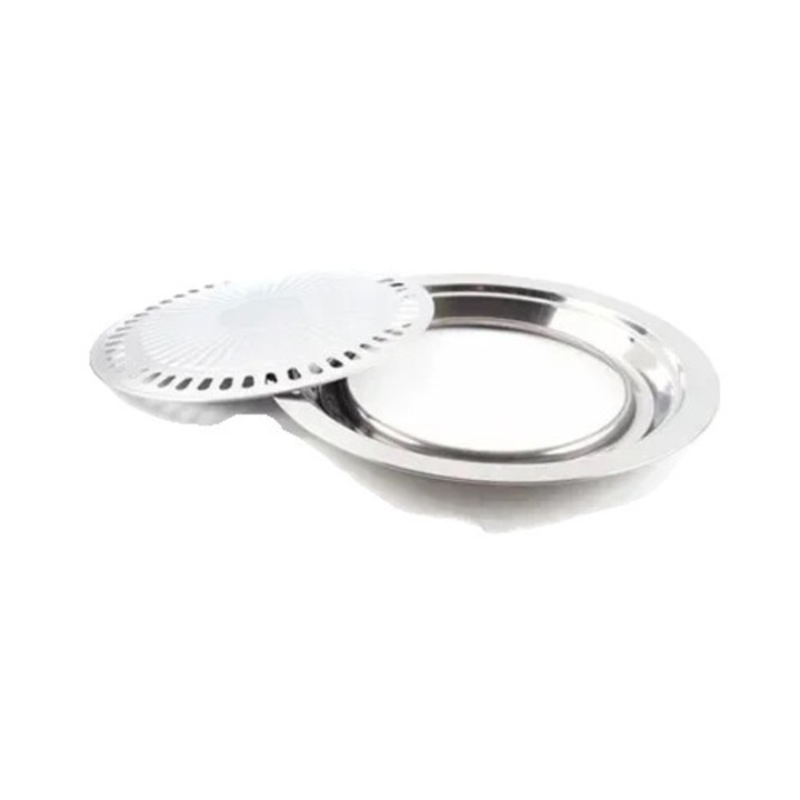 Тиган за скара, бездимен дизайн, лесен за почистване, диаметър 30x25см, бял