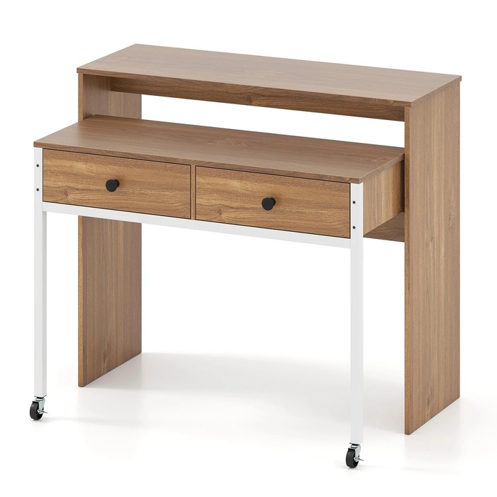 Birou extensibil cu 2 sertare si roti