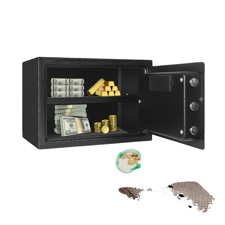 Seif, combinat cu cod, 22 litri, 35x25x25cm, negru, design compact