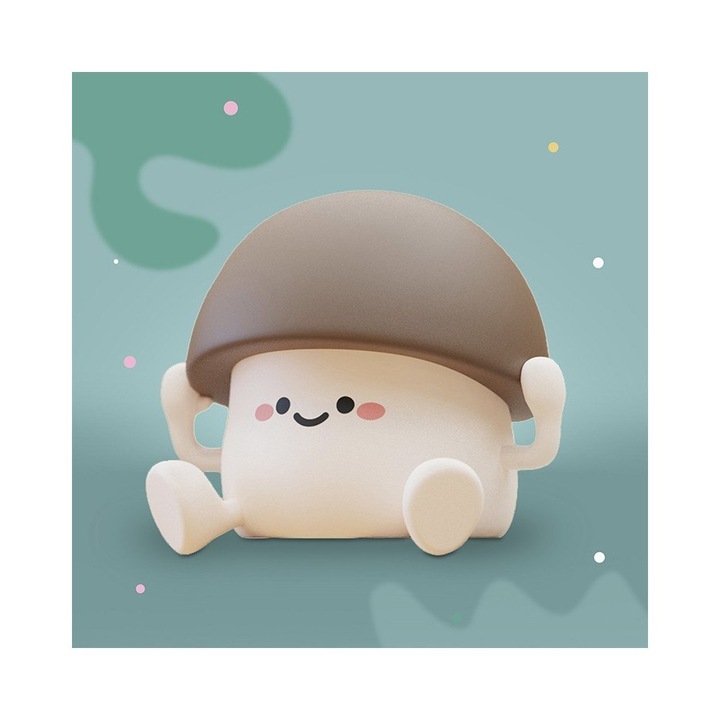 Детска нощна лампа, MARY'S, модел Гъбка, градински дизайн, топла светлина 3000K, размери 102x122x103mm, USB зареждане