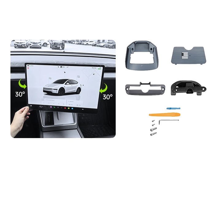 Suport rotativ pentru monitor, 2 directii, unghi ajustabil, plastic, pentru Tesla Model 3 si Model Y