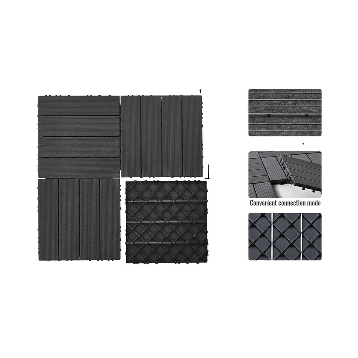 Placi interconectabile pentru exterior, 36 bucati, gri, rezistente la apa, suprafata antiderapanta