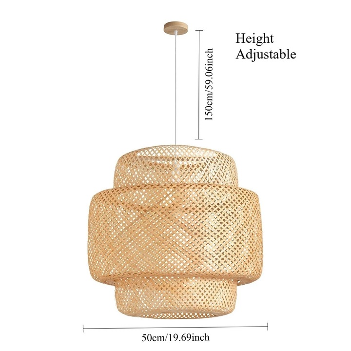 Pendul din bambus impletit, stil japonez, 50 cm, fara bec