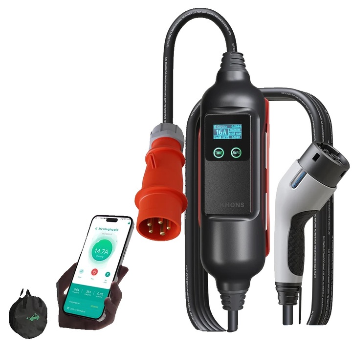 Incarcator EV, 11KW, Tip2, 16A, 3 faze, 5m, rezistent la temperaturi -30C pana la +50C