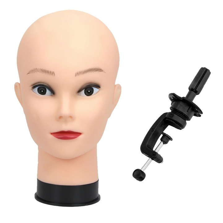 Стойка за перуки с глава, лек дизайн, универсална употреба, пластмаса, стандартен размер