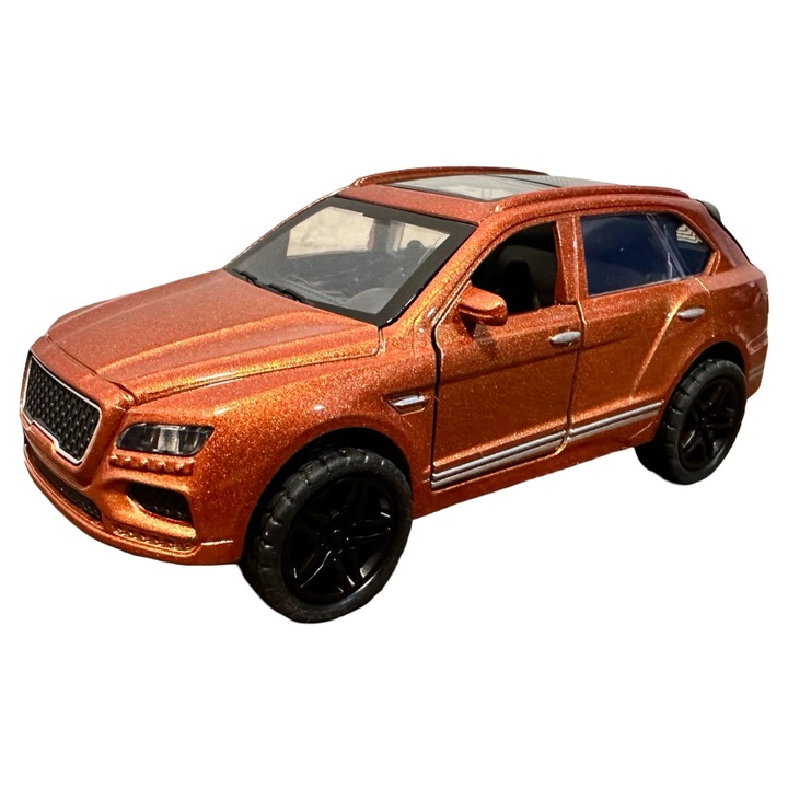 Macheta Bentley Bentayga 1:43 caramiziu cu sunet si lumini deschide usile fata