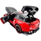 Nissan GT-R versenyautó modell, piros, 1:22 méretarányú, fém, fényekkel és hangokkal, nyitható ajtók, motorháztető és csomagtartó
