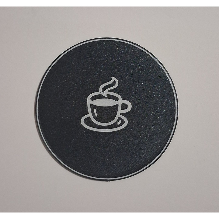 Set 6 suporturi pentru pahare, din plastic biodegradabil, model rotund, negru cu cafea