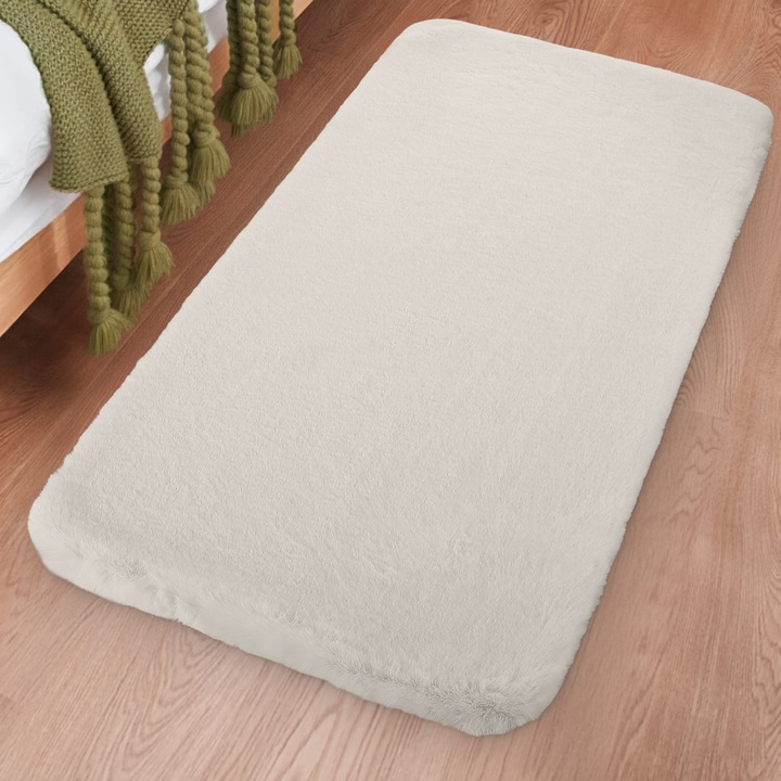 Covor hol si living DarianA Elegant, 60x120 cm, pufos, fir lung 2.5 cm, antiderapant, Vanilie
