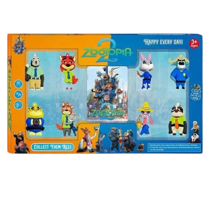 Zootropolis figurakészlet 2 – 8 karakter + kártyák – gyűjthető mini figurák – játék gyerekeknek 3+