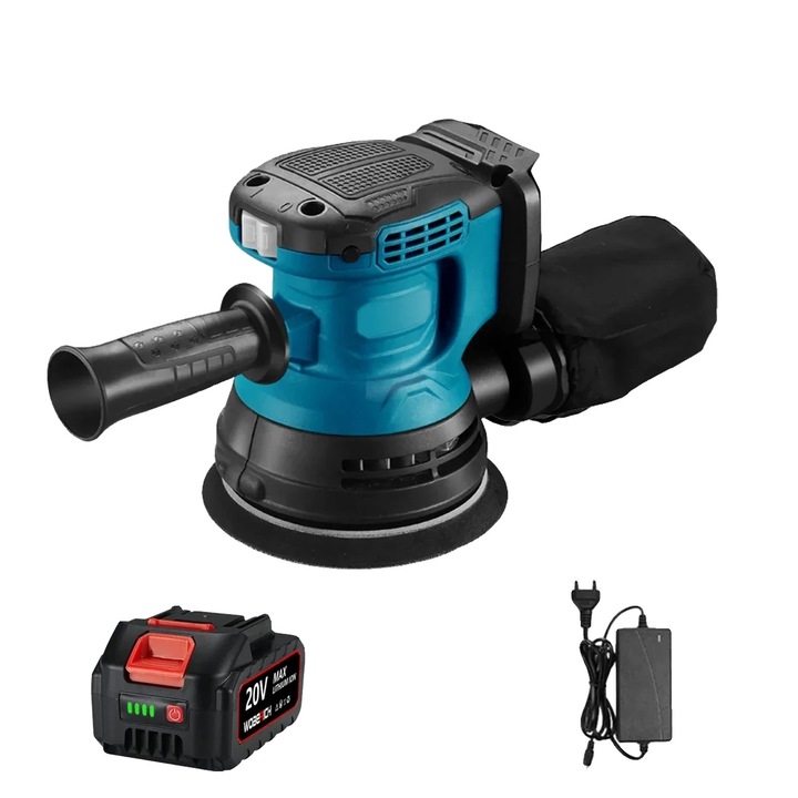 Slefuitoare orbitala fara fir, viteza ajustabila, motor fara perii, 125mm, 1x baterie