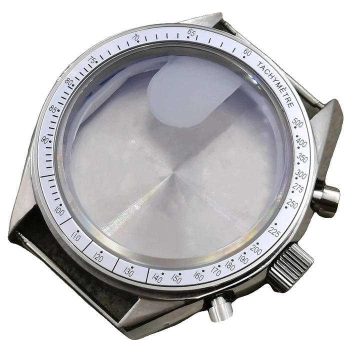 Cutie ceas din inox, 39.7mm, argintie, rezistenta la apa pana la 100m, compatibila cu cadrane de 32mm-32.5mm