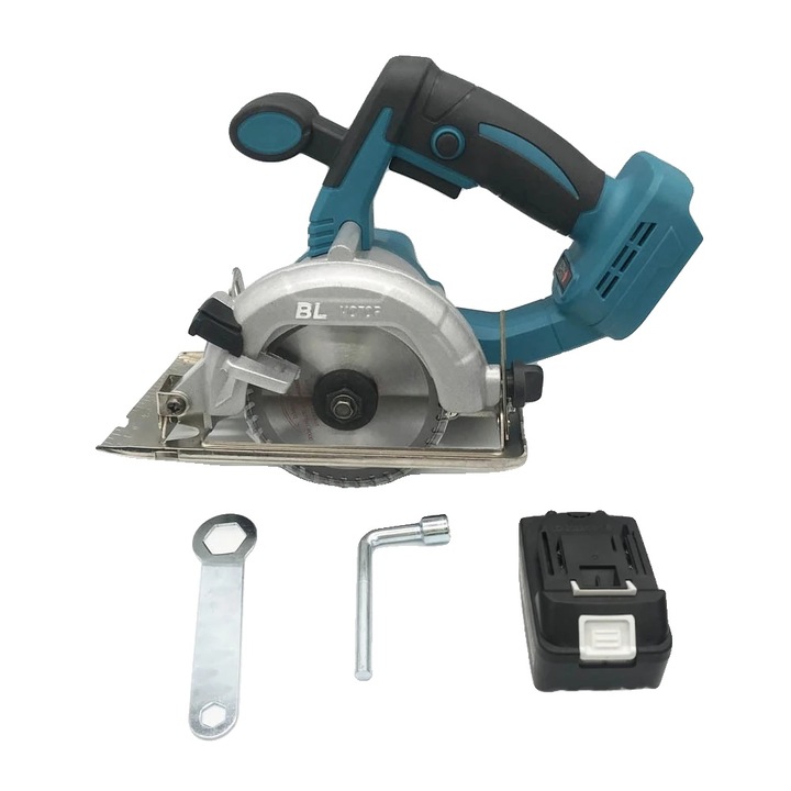 Fierastrau circular, motor fara perii, unghiuri de taiere ajustabile, cu 1 baterie, 125 mm