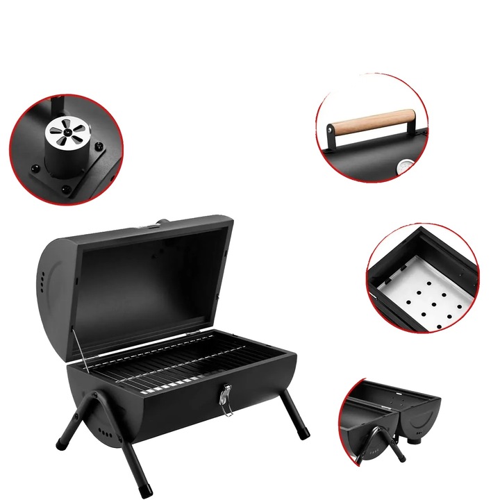 Градински грил, 14.5x11.5x5.5 инча, 200 квадратни инча повърхност за готвене, топлоустойчив до 700F, преносим.