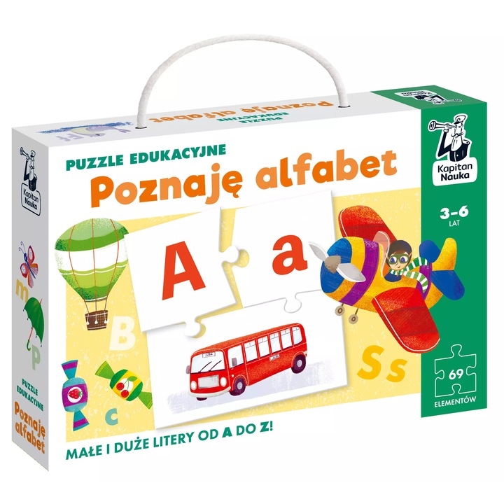 Oktató puzzle, Kapitan Nauka, ábécé, 24 darab, 3-6 év