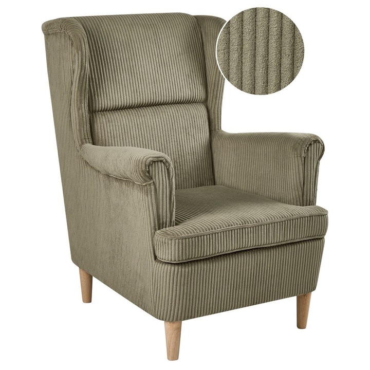 Szárnyas szék Abson Kordbársony Zöld