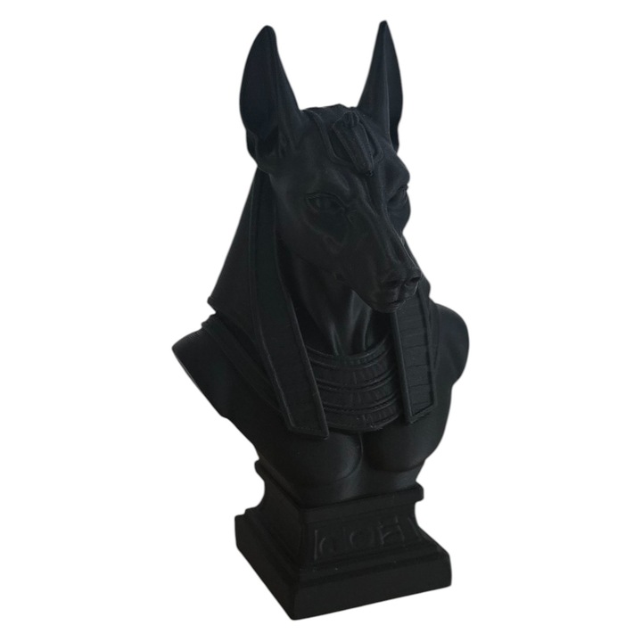 Figurina, Bust Anubis Negru Mat 15 cm – Statueta Decorativa 3D Print, Design Egiptean