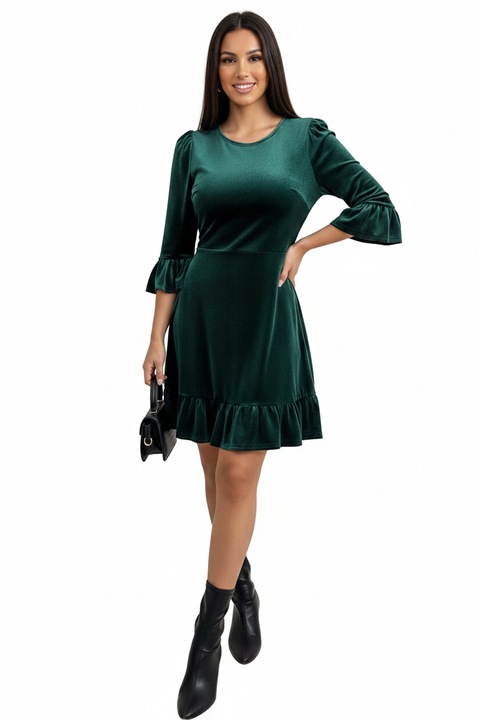 Rochie scurta cu volane Voguet, Verde