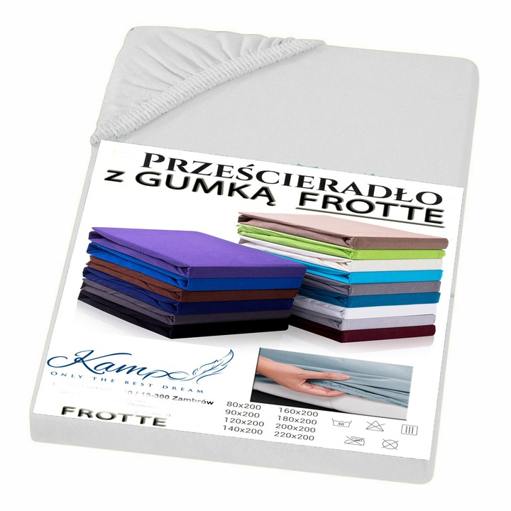 Cearceaf de pat Kam-Pol, frotte, alb, 160x210 cm